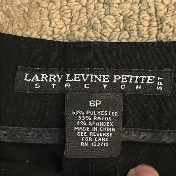 Larry Levine stretch petites Black button fly Dress Pants Size 6 Petite - Picture 8 of 10